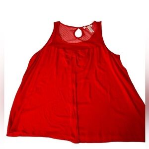 Ambiance Apparel Red Bow Top with sheer accents sz L